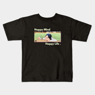 Happy Mindset Happy life Cute Anime Kids T-Shirt